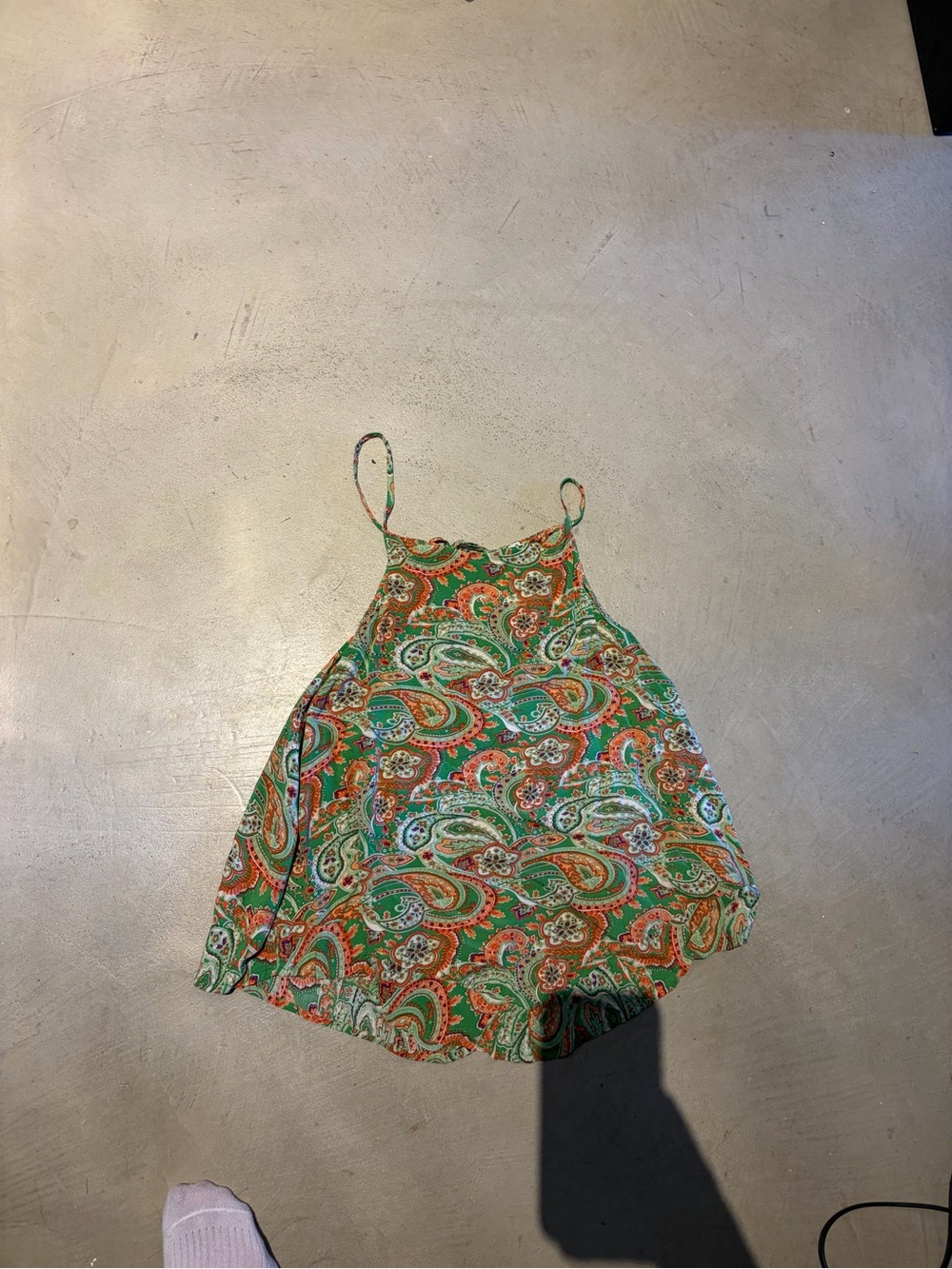NATURAL LIFE Green and Orange Paisley Spaghetti Strap Camisole